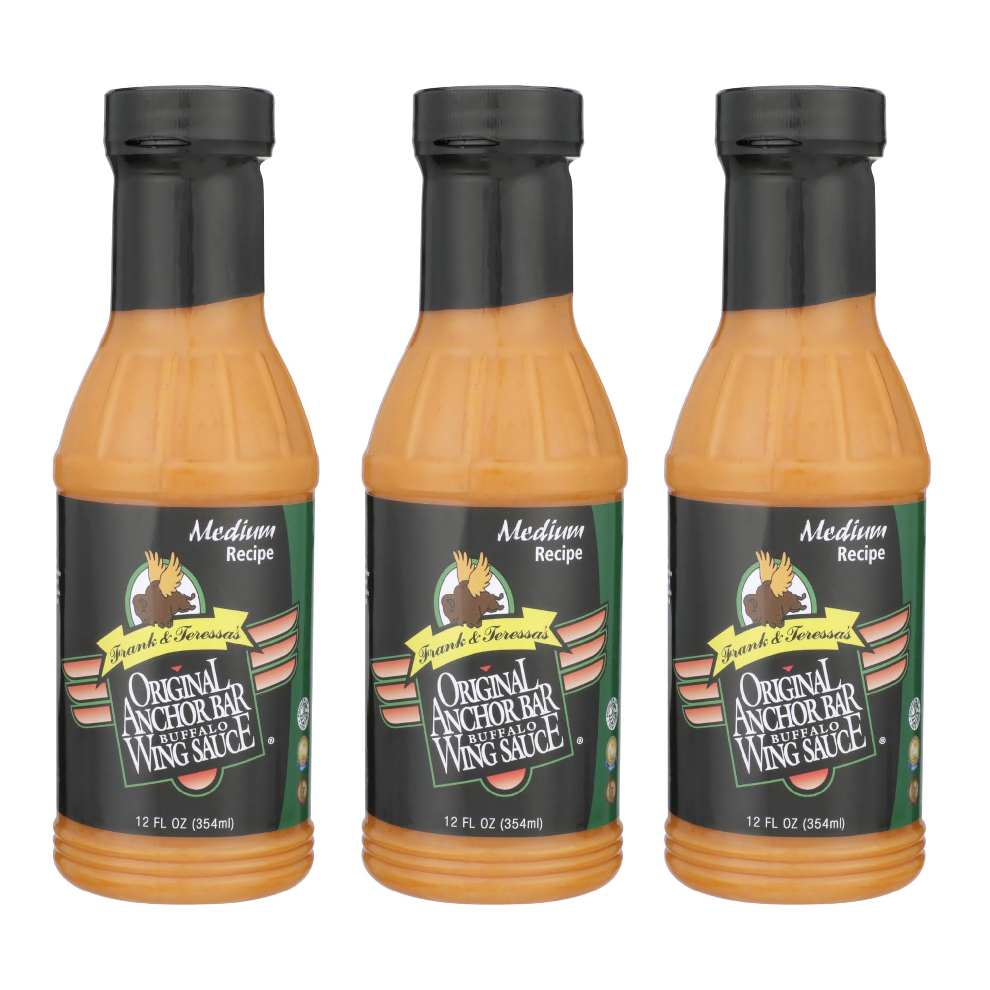 Anchor Bar Original Buffalo Wing Sauce, Medium Recipe – Authentic Buffalo Flavor, Award-Winning Original Wing Sauce, 12 oz [Pack of 3]