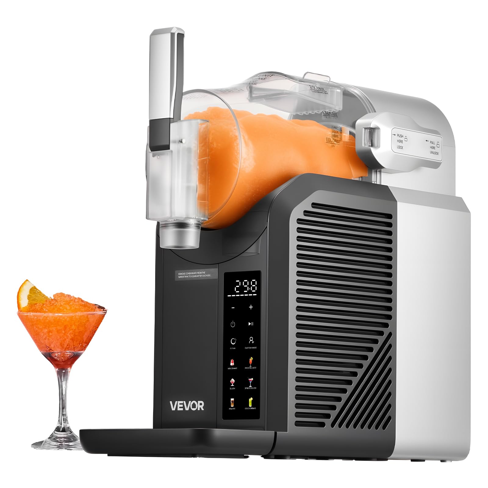 VEVOR Mini Macchina per Bevande Ghiacciate da Casa, Capienza ca. 2 Litri, Macchina per Frullato Slush Senza Ghiaccio con Funzione Autopulizia, Bevande Fredde, 6 Programmi Preimpostati, Uso Domestico