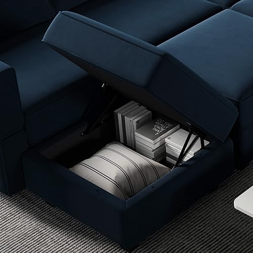 Miniatura 88 de Belffin Sofá modular Módulo medio con almacenamiento Accent Silla sin brazos para sofá modular seccional terciopelo gris Gris,Negro -,Azul,Verde