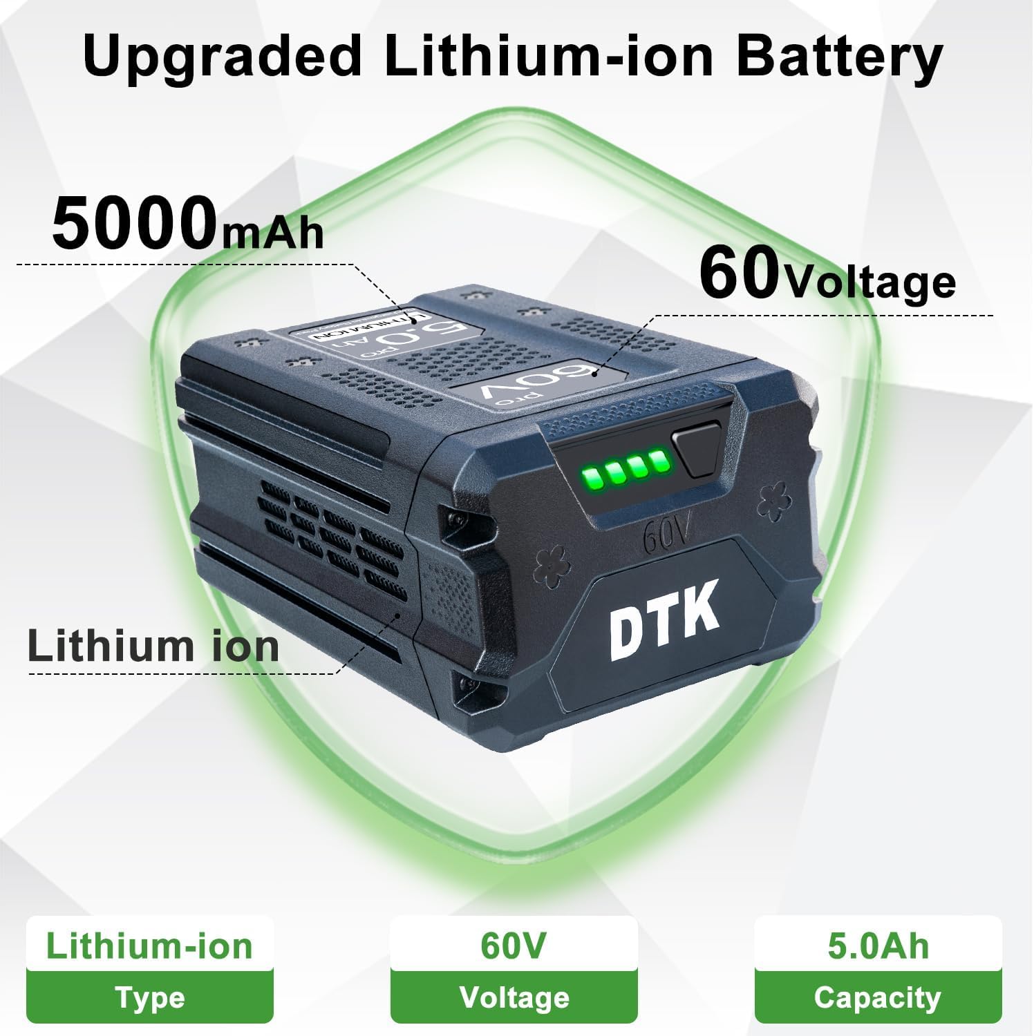 DTK Replacement for Greenworks 60V Battery LB60A00 LB60A01 LB60A02 LB60A03 Compatible with 60V Cordless Tools Lithium Ion Battery 5.0Ah Batteries