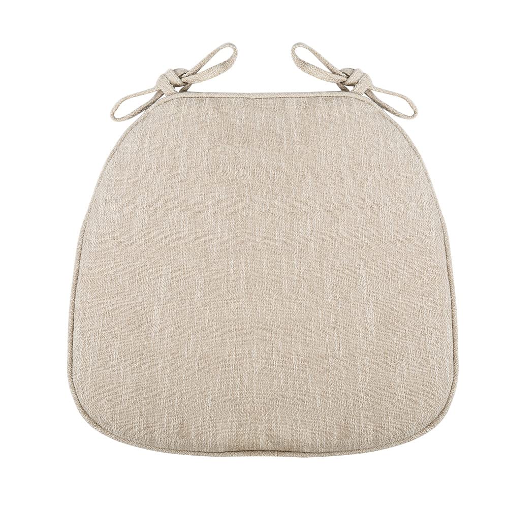 Set of 8 Linen Dining Chair Pads, Seat Cushion U Shaped Chair Cushion for Kitchen Non-Slip Skid Rubber Back (Beige,8 Count)