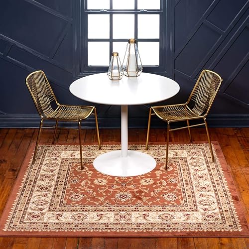 Unique Loom - Colección Voyage - Alfombra redonda tradicional oriental, marrón, Polipropileno