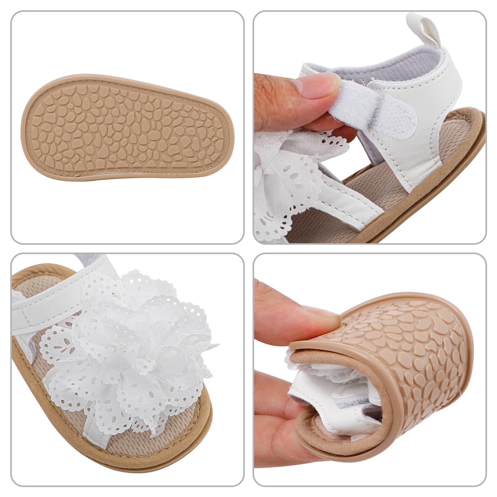 LACOFIA Baby Girls Sandals Infant Summer Shoes Anti-Slip First Walking Shoes — view 3