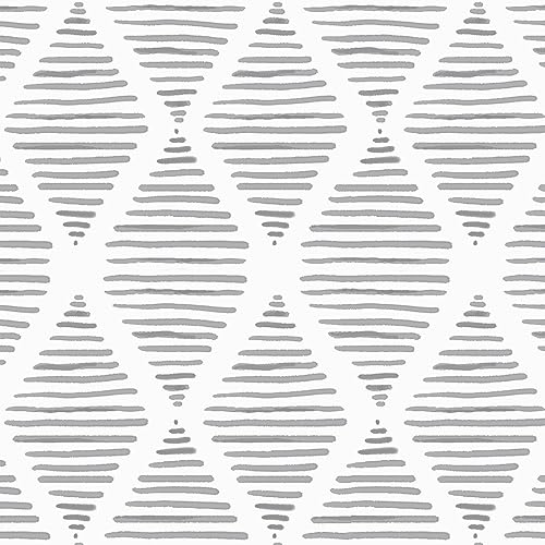 Papel de contacto beige y blanco de 157.5 pulgadas texturizado moderno a rayas para despegar y pegar, papel tapiz geométrico, bohemio, extraíble,