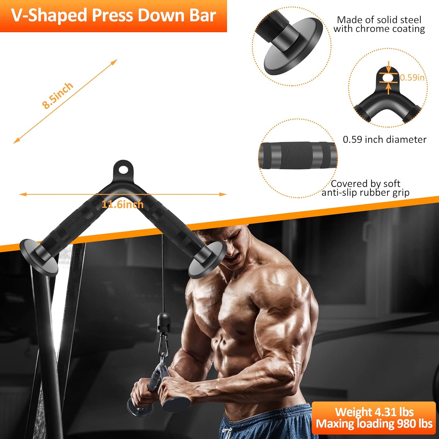KUKUVI LAT Pulldown Bar Attachments, Cable Machine Accessories for Home Gym, Triceps Rope Pull Down Equipment Weight Fitness Power Exercise Set for Arm Strength Workout Training KUKUVI LAT Pulldown Bar Attachments, Cable Machine Accessories for Home Gym, Triceps Rope Pull Down Equipment Weight Fitness Power Exercise Set for Arm Strength Workout Training
