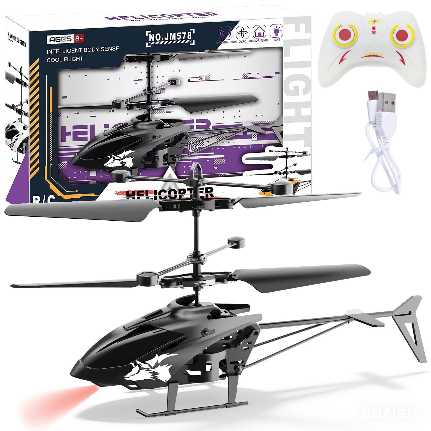 HATFRYF Remote Control Helicopter for Kids, Altitude Hold RC Helicopters with LED Light, One Key Take Off/Landing, Easy to Fly Indoor/Outdoor RC Helicopter, Accessory Parts -B — image 1