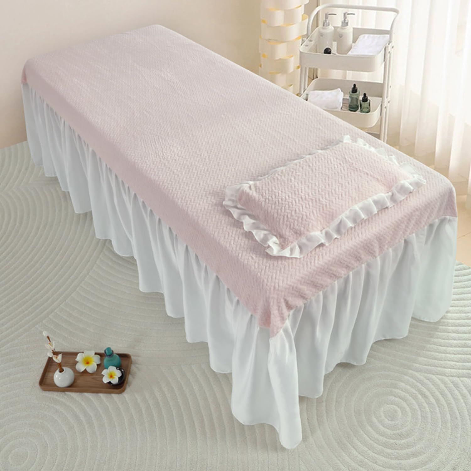 LDLCYCN Velvet Massage Table Bed Skirt Spa Bed Cover for Beauty Salon Tattoo Studio