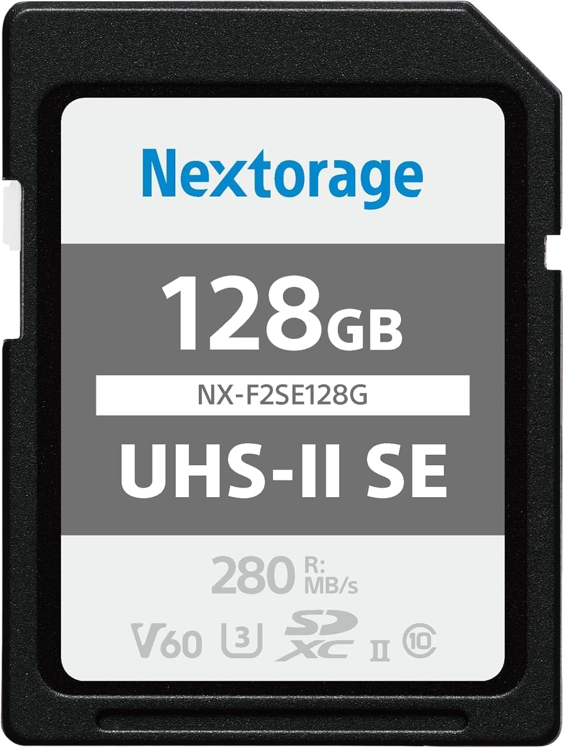 Nextorage 128GB SDXC UHS-II V60 Japanese Brand Max. Write Speed 100MB/s Max. Read Speed 280MB/s 4K Recording NX-F2SE128G/INE SD Card Memory for Camera