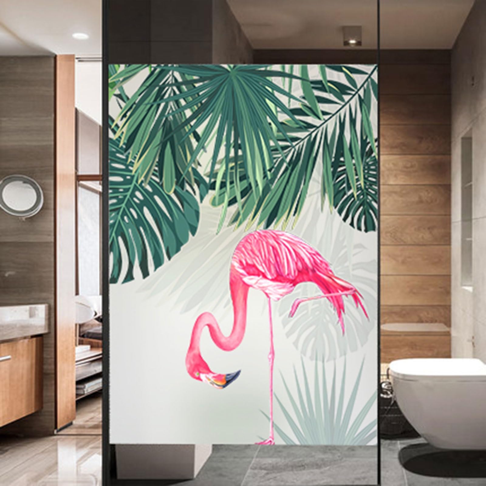 Window Privacy Film Frosted Decorative Film For Glass Windows Green Leaf Stickers For Privacy UV Protection Waterproof Reusable Easy Application Ideal For Home Office Use(Style 3,100x200cm)