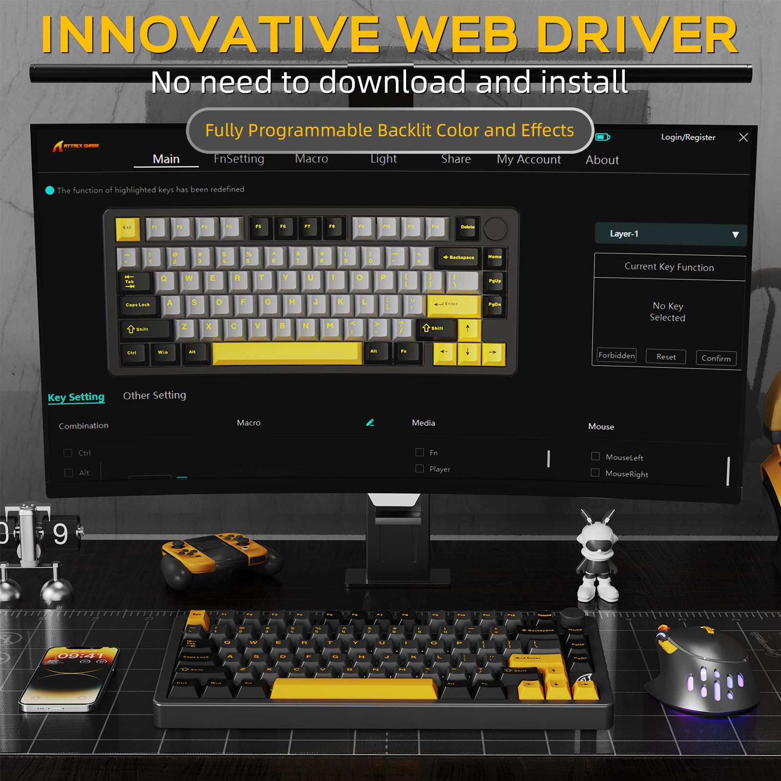 ATTACK SHARK Tastiera meccanica wireless X86, 75% tastiera da gioco interamente in alluminio CNC, guarnizione retroilluminata RGB, tastiera personalizzata hot swap con manopola, BT/2.4G/USB-C,