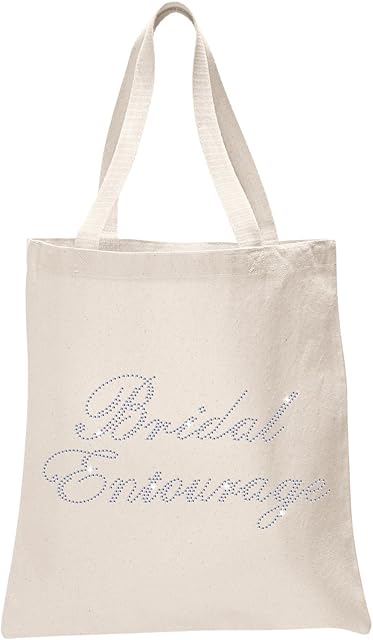 Varsany Ivory Brides Entourage Luxury Crystal Bridal Tote Bag - Wedding, Hen Party, Anniversary, Gift Bags - Handmade, Cotton Bridal Party Tote Bags for Women - Travel, Shopping, Beach