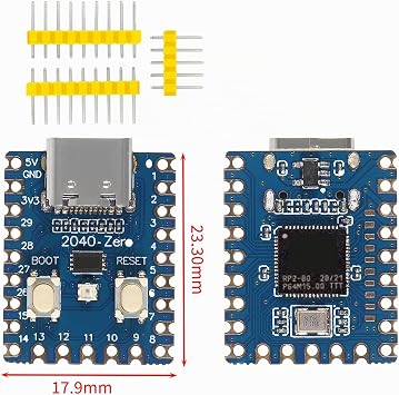 3 × RP2040-Zero Microcontroller Development Board with Unsoldered Pins