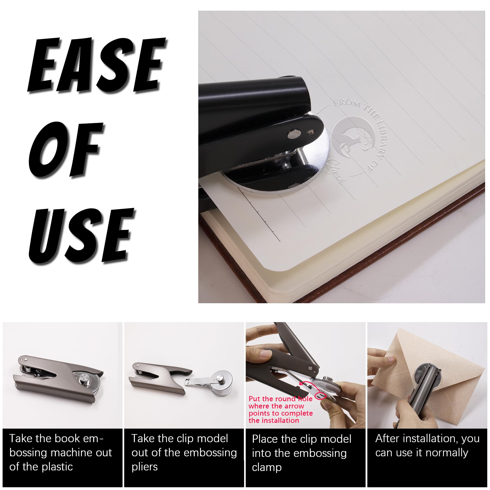 Pince à Gaufrer Personnalisée Easycosy Embosseur De Livre Personnalisé, Tampon Encreur Outil Gaufrage Papier Carton