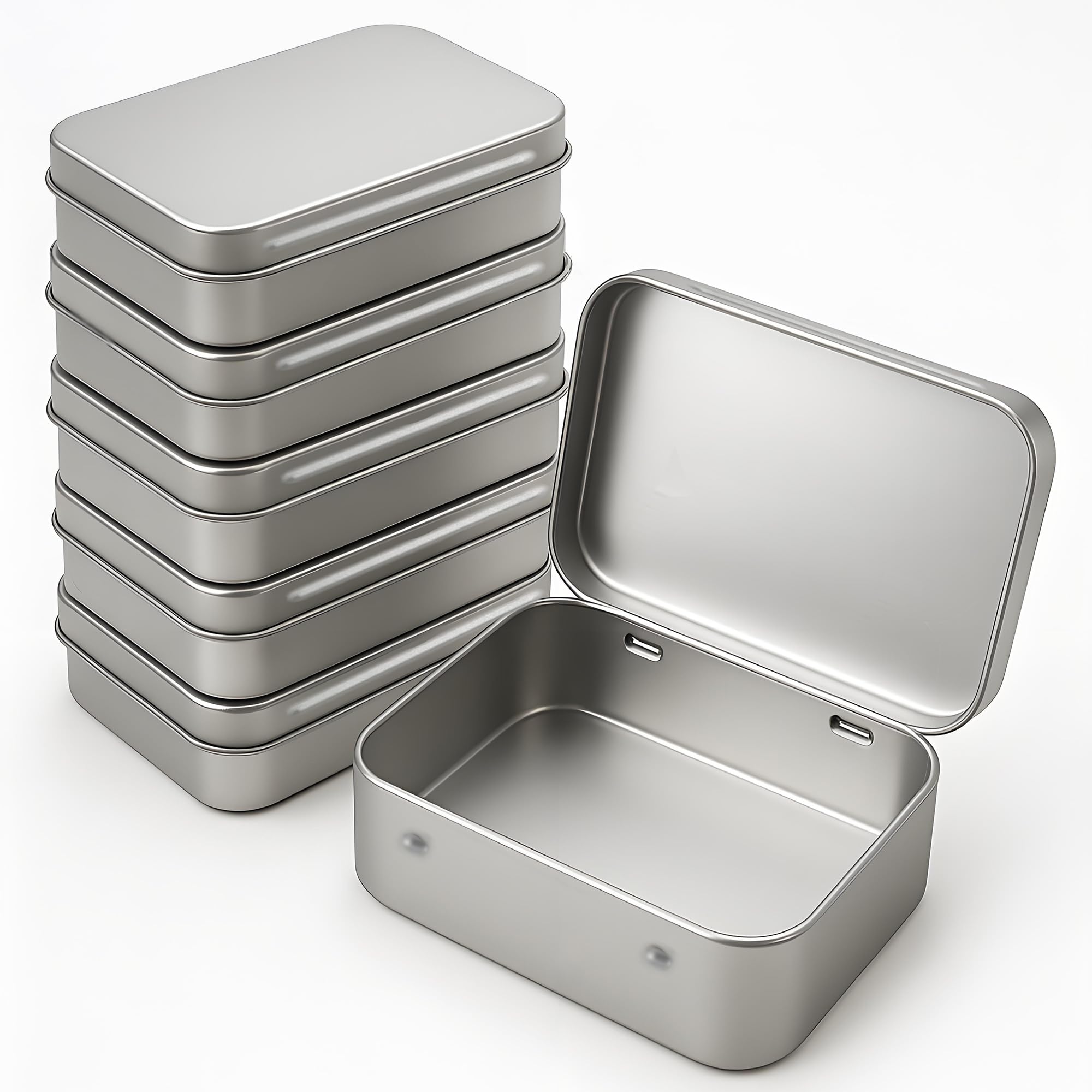 Small Metal Box With Lid-Cookie Tins Metal Tins With Lids Lens Wipes Storage Container Mini Portable Box,Empty Hinged Tin,For Organize Mint Candy Jar,