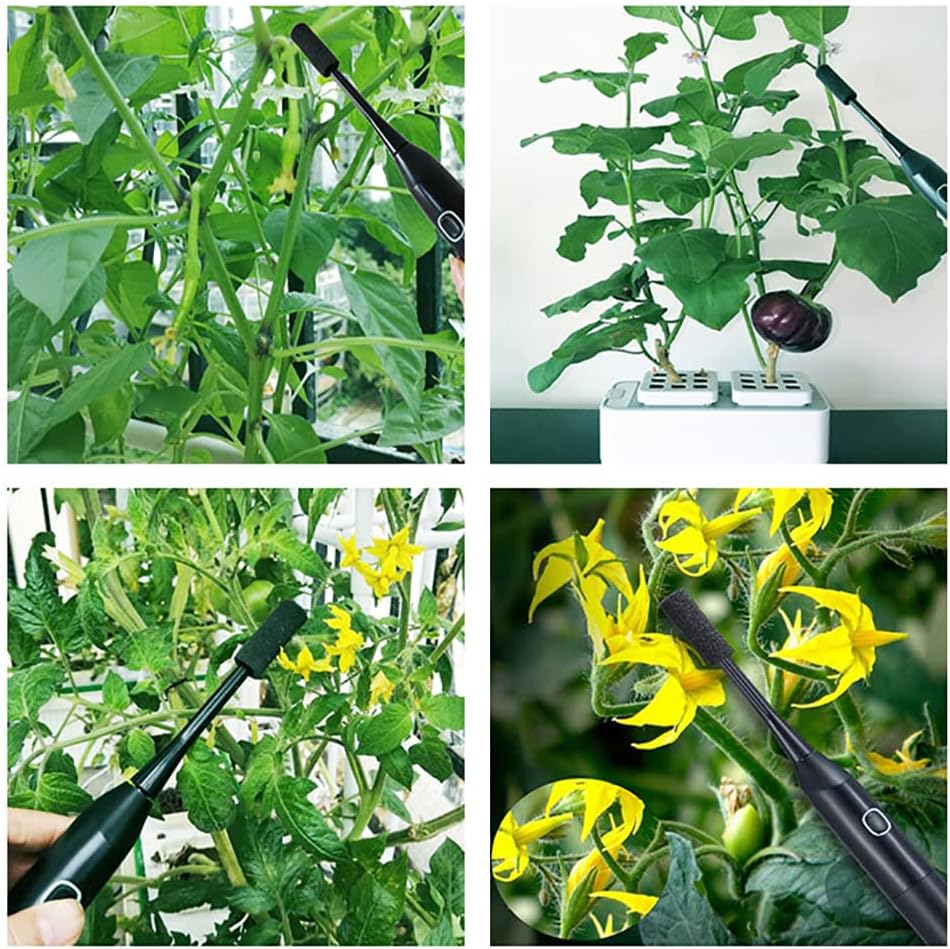 iDili Electric tomato pollinator vibrator, automatic pollination tool for greenhouses and indoor gardens, used for tomatoes, peppers, eggplants, to increase fruit yields