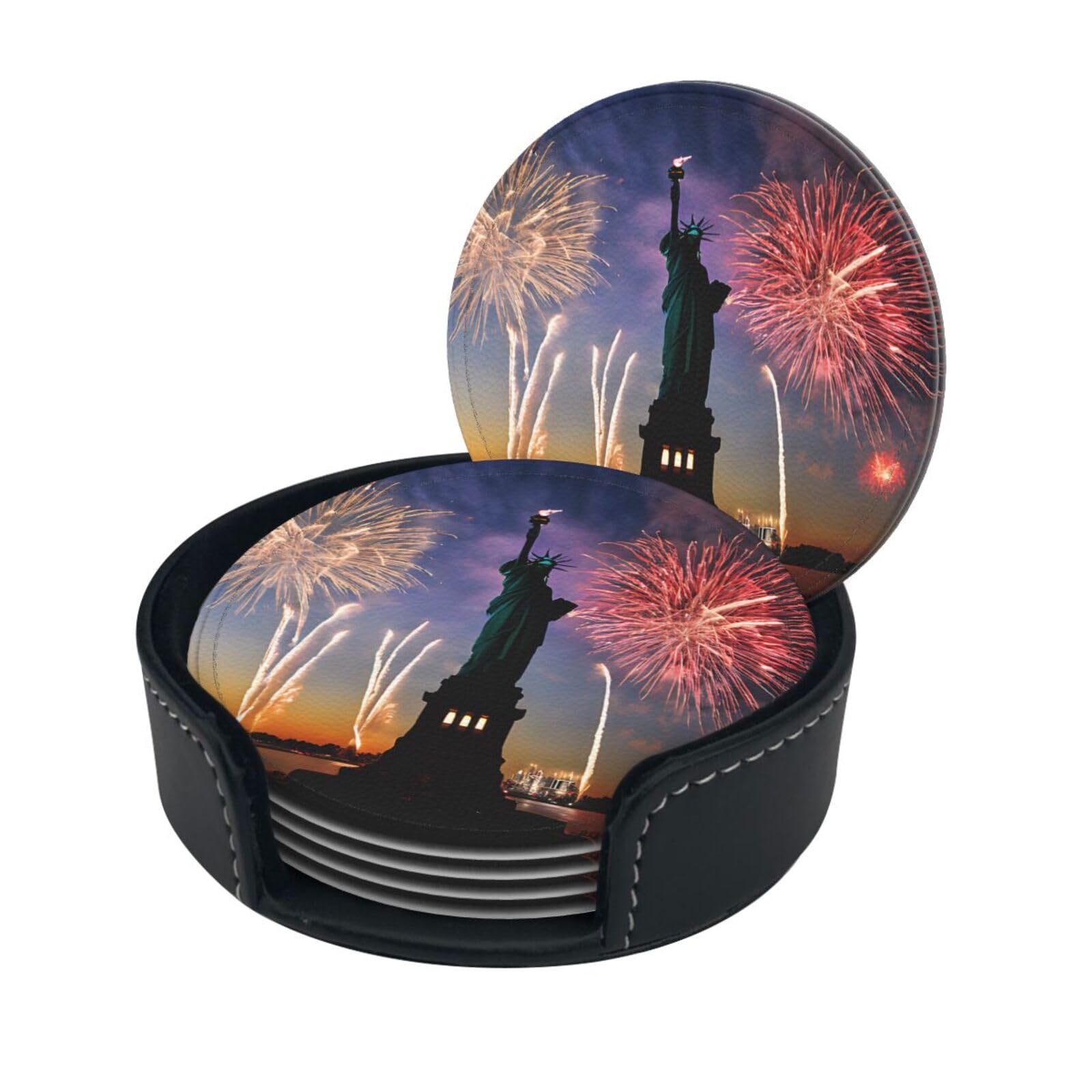 Dessous de verre Statue de la Liberté personnalisés : le cadeau idéal avec support de rangement