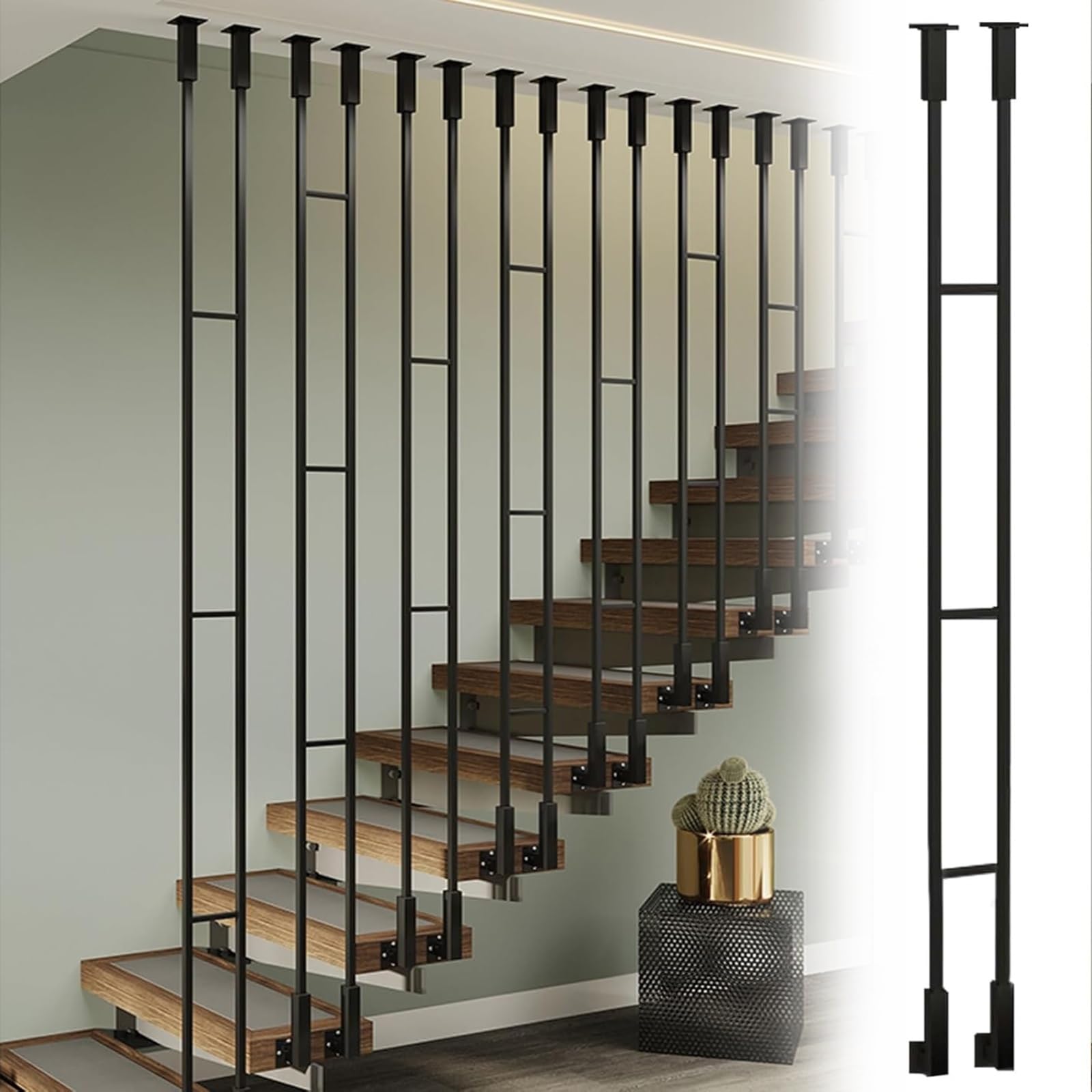 Balaustres de escalera de metal blanco de 60 cm para escalinatas interiores de casas