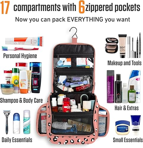 Vista 45 de VENTURE 4TH Neceser de viaje colgante para mujeres y hombres, organizador de viaje con compartimentos expandibles y bolsa transparente extraíble