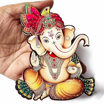 ADIKALA Lord Ganesha Ji Mdf Cutout Hanging Design For Festival Toran (Set Of 6), Multicolor