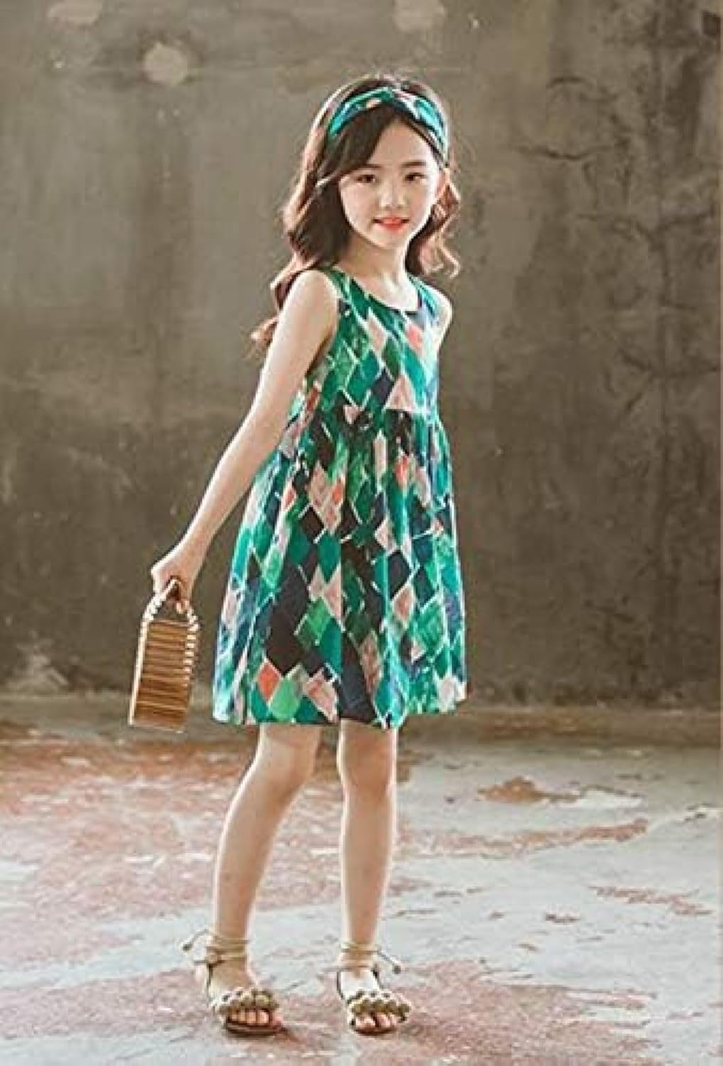 [HBQZHS] ワンピース キッズ 夏 ノースリーブ 花柄 フレアワンピース カジュアル ガールズ チュニック キッズ おしゃれ