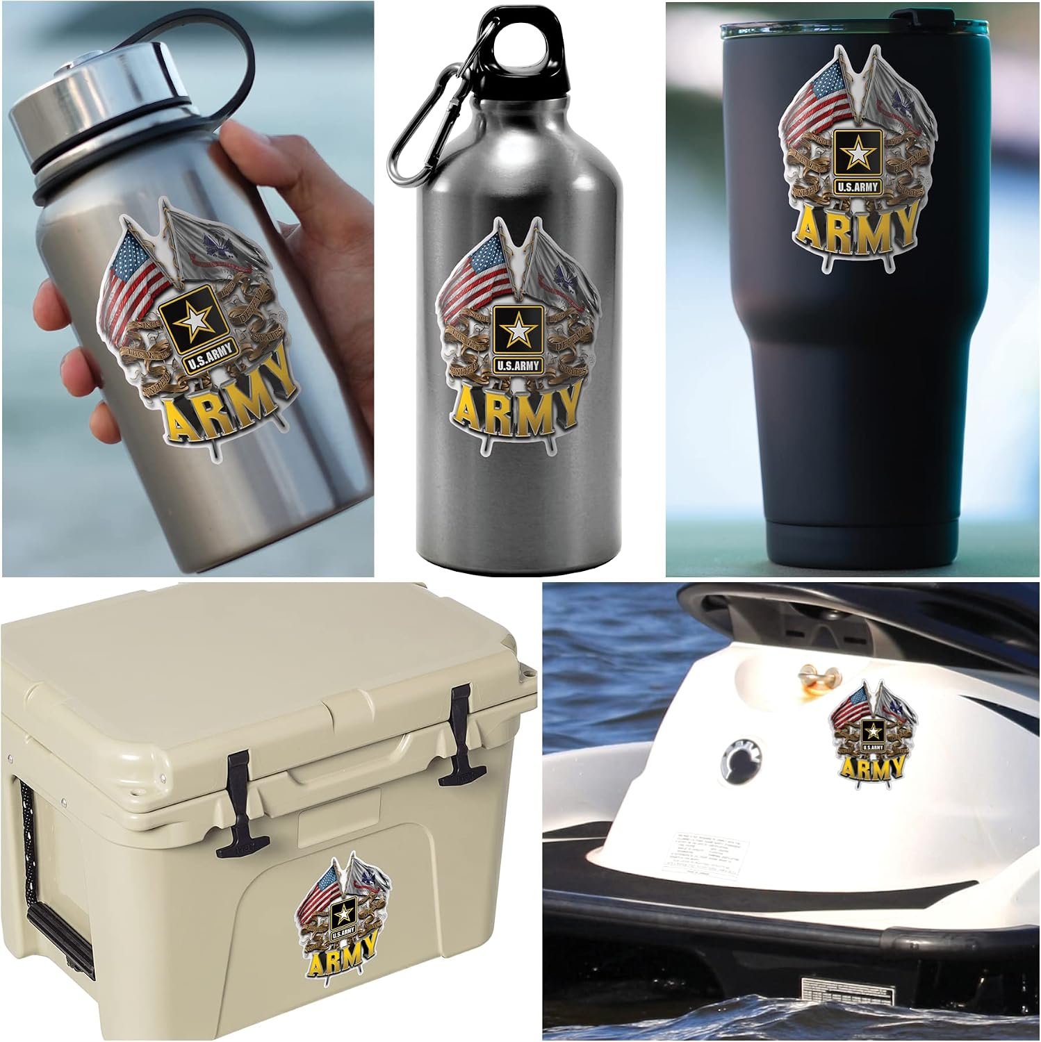 Army Decals, Show Your Pride with Our Army Double Flag US Army Patriotic Decals, Perfect for Your Kitchen, Car, Wall or Bike, Gifts for Soldiers (2IN)
