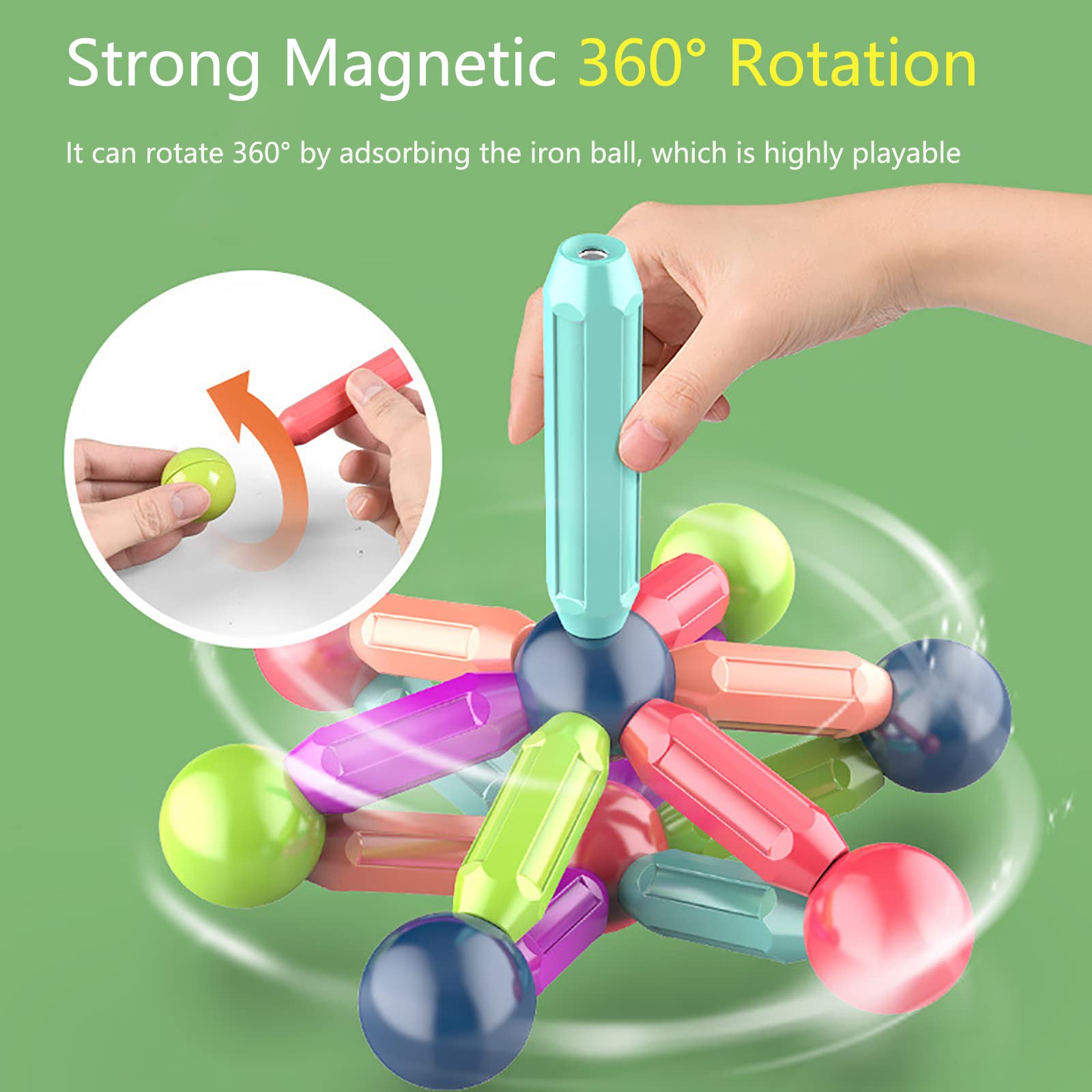 SVYHUOK Bloques de Construcción Magnéticos 3D Juguetes de Construcciones Magneticas Niños, 64 Piezas Liberar la Creatividad Más Juguetes Educativos, Juego de Imanes para Niños Reyes Magos Regalos