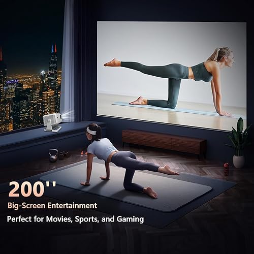 Miniatura 5 de Netflix - Proyector inteligente con licencia con WiFi y Bluetooth, nativo 1080P 4K compatible con mini proyector de teléfono portátil, enfoque