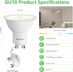 BUBO GU10 LED Bulb 6W Equivalent 50W, 4000K Cool White 650 Lumens, Non-Dimmable GU10 Bulb Replacement for Track Lighting, MR16 LED Bulb for Kitchen, Range Hood, Living Room, Bedroom, 10 Pack