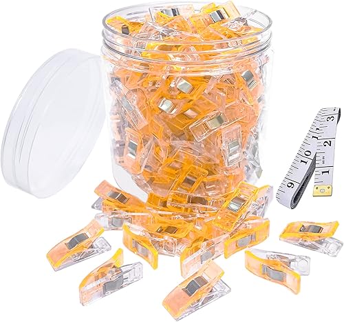 120 clips de costura naranja para tela, mini clips para coser, clips de sujeción de costura, herramientas de manualidades multicolor para costura de