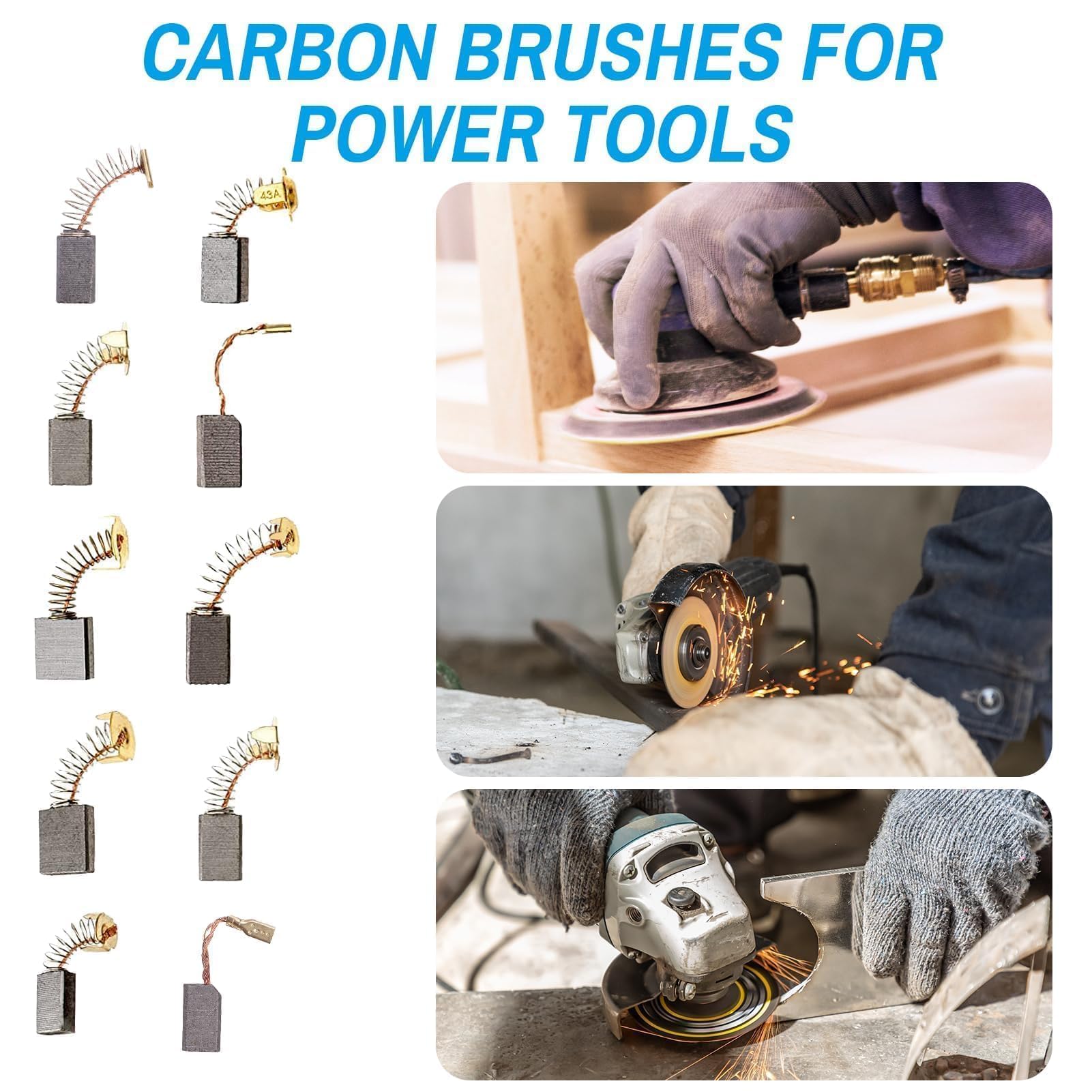 30PCS Spazzole di Carbone Per Utensili, Confezione con 10 Misure, Carboncini Motore Elettrico per Utensili Elettrici, Sostituzione di Alta Qualità per Motori Elettrici, Adatto a Diversi Strumenti