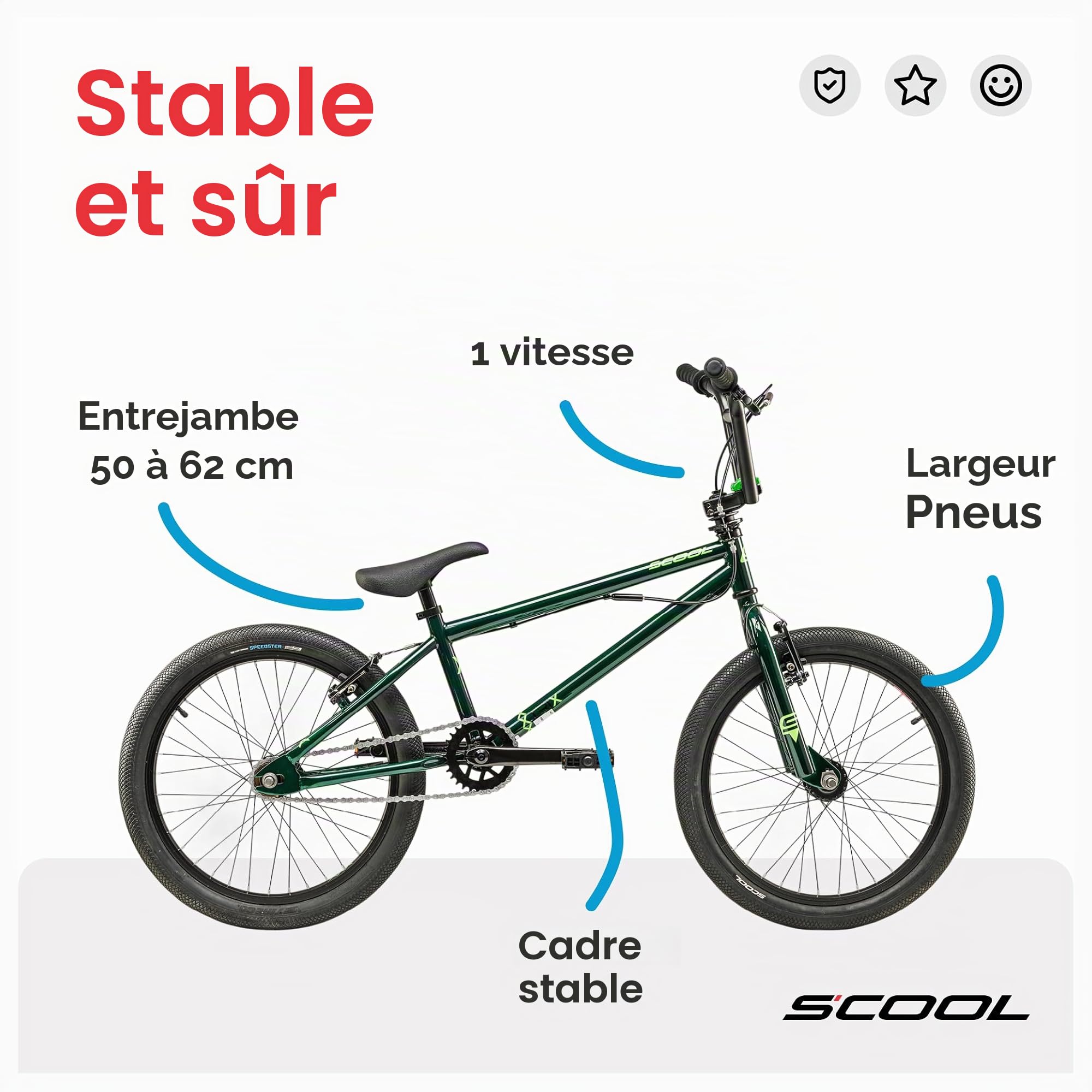 S'COOL XtriX BMX 16 et 20" 1 vitesse | Freewheel | BMX | Vélo pour garçons et filles | Vélo enfant avec composants de qualité supérieure | Roue libre