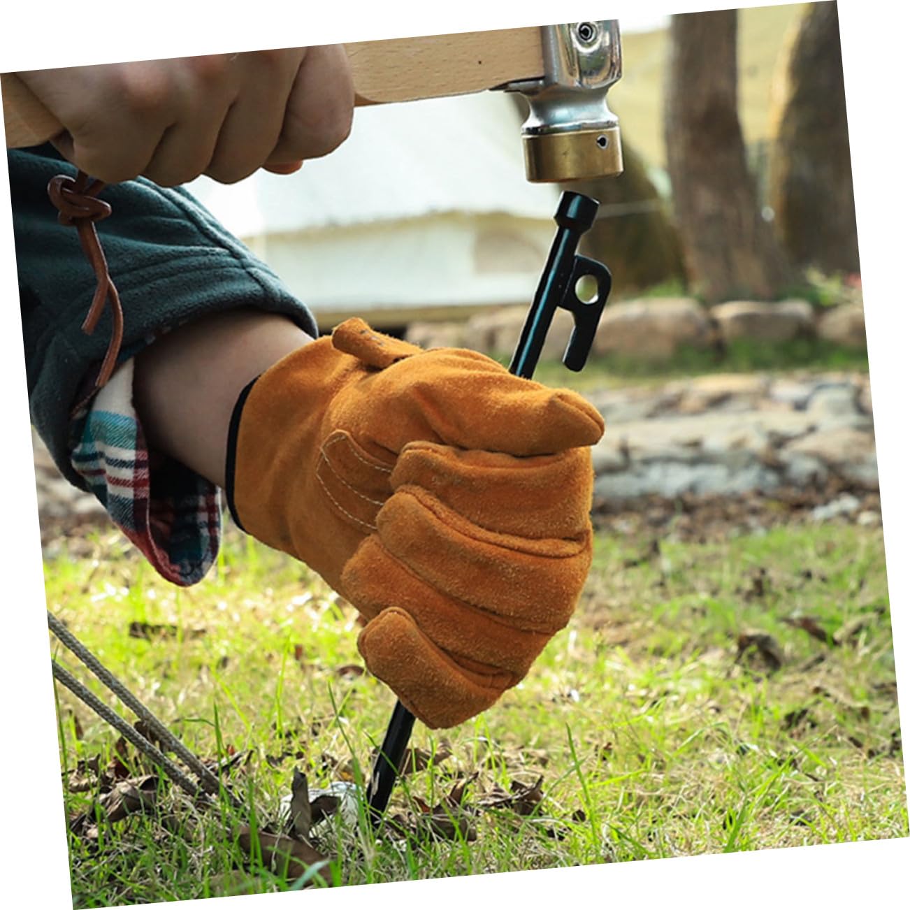 10 pièces Piquets de Tente Métal Piquets de Fixation Sol Robustes Anti-Vent pour Camping Extérieur Accessoires Tente