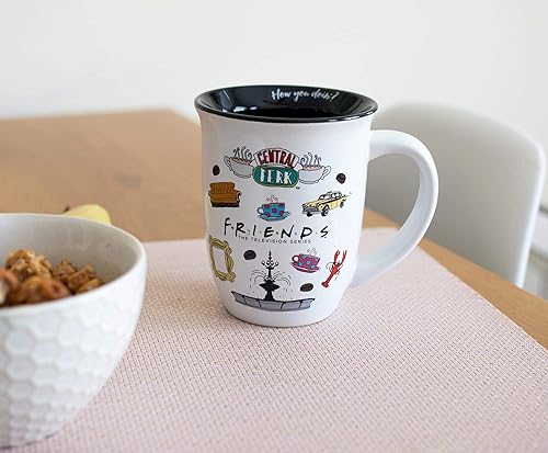 Miniatura 9 de Silver Buffalo Friends Central Perk - Taza de viaje de cerámica con logotipo, 10 onzas