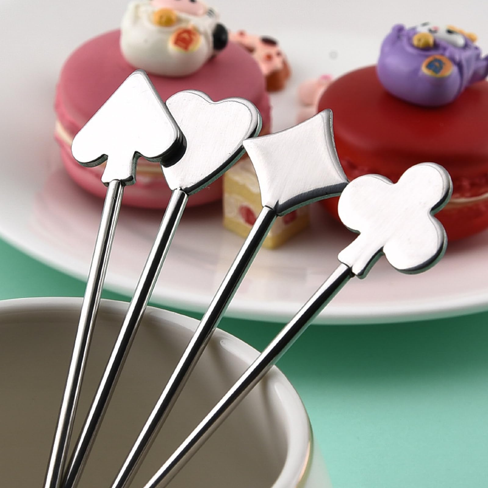 8Pcs Beautiful Stainless Steel Cocktail Sticks Cute Fancy Cocktail Skewers Fashionable Metal Martini Skewers Drink Picks for Cocktail Party Barbeque Snacks - Image 3