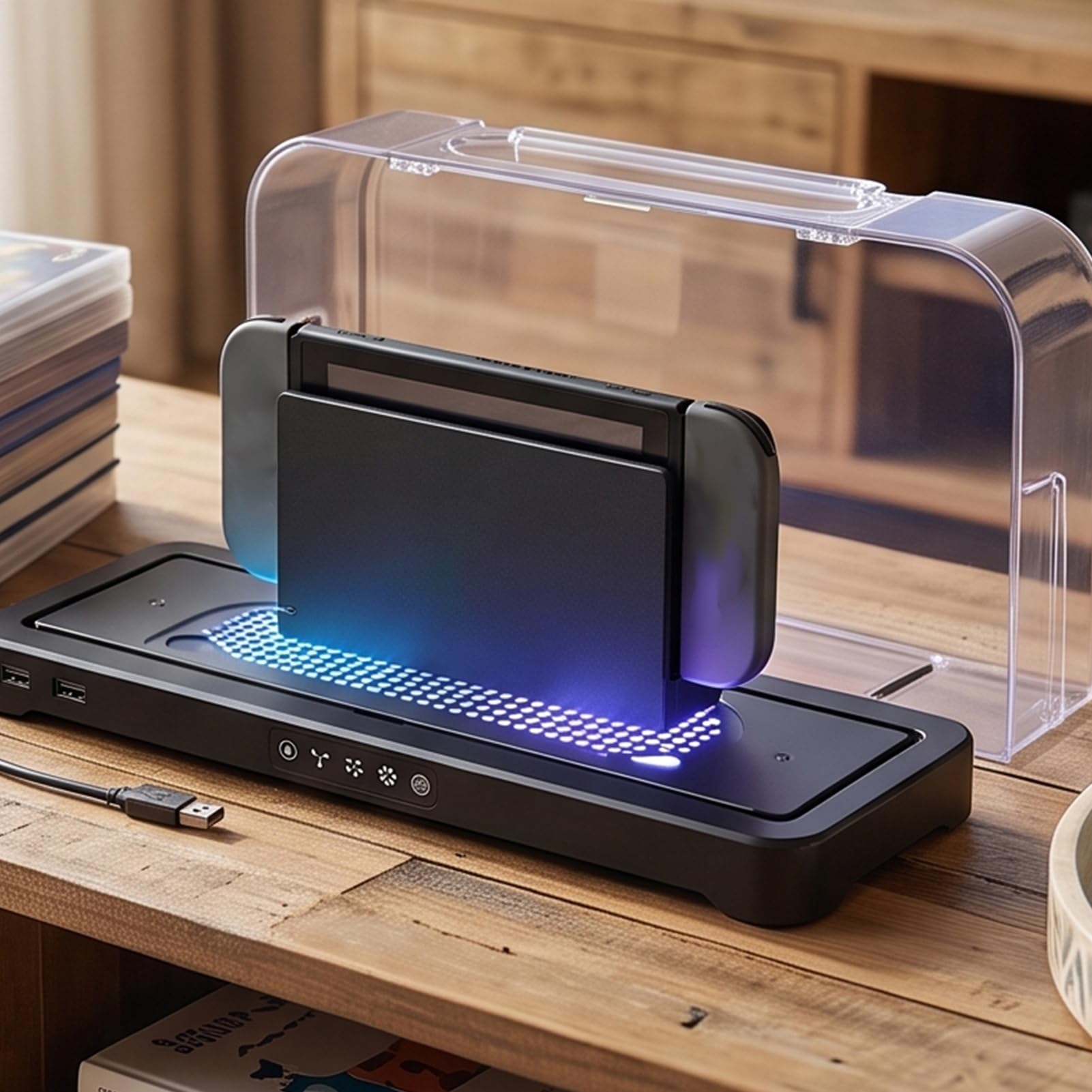 XUMIUZIY Stojak na Wentylator Chłodzący konsolę 2 z Oświetleniem RGB, 3