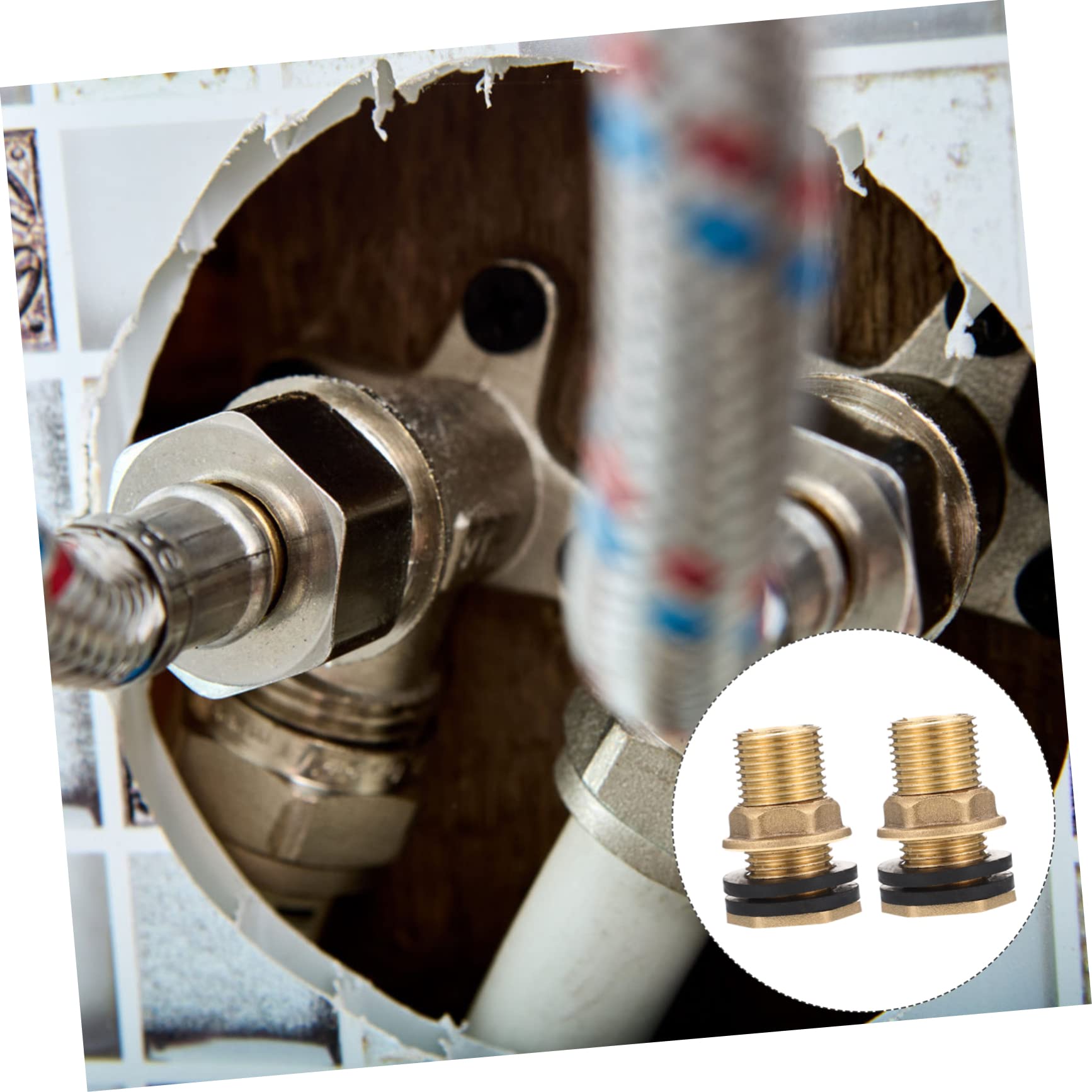 MUCKLILY 3sets Water Tank Connector 1/2 Bulkhead Fitting Double Threaded Marine Hose Aquarium Divider Drain Fitting Hose Connector Water Hose Bulkhead Fitting 3/8 Inch Yellow Brass 2pcs*3