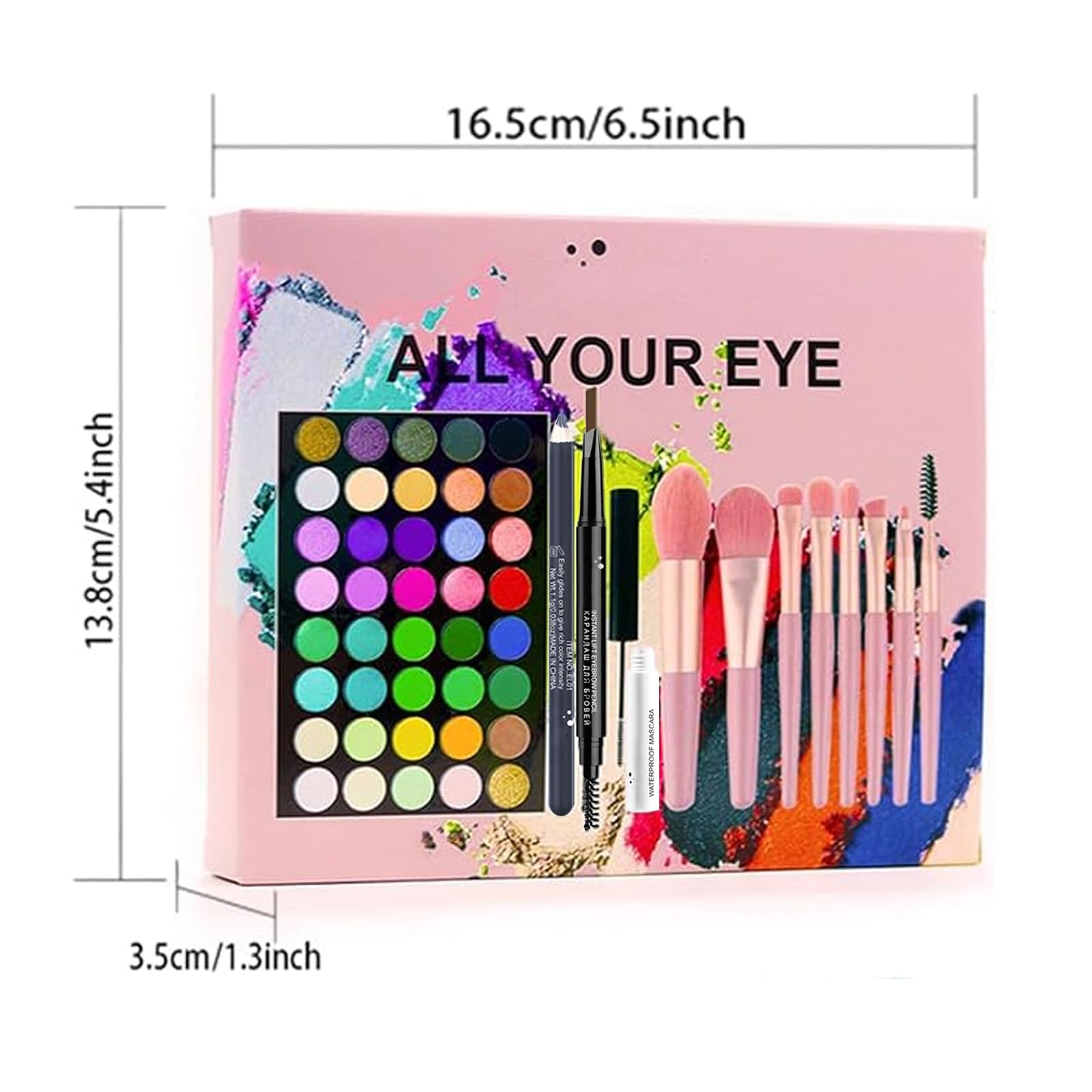 WishesMar 40 Colors Eyeshadow Palette with Eyeliner Pencil Eyebrow Pencil and Mascara All-In-One Eyes Make-up Set Beauty Cosmetic for Essential Starter - Image 2
