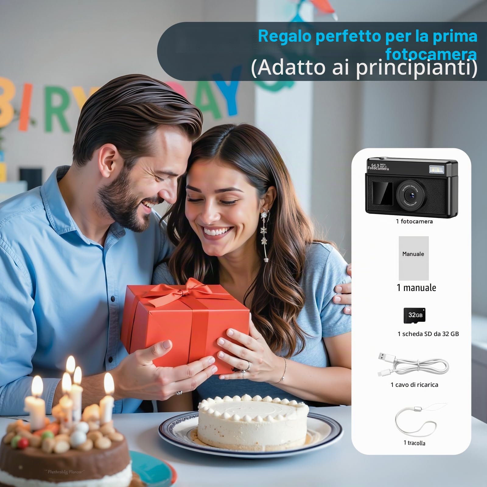 Macchina Fotografica Digitale,Fotocamera Digitale Compatta 4K 64MP (Pelle Nero) | Scheda da 32 GB, Anti-vibrazione, Zoom 18X, Videocamera per Vlogging per Adolescenti, Principianti, Adult (Pelle Nera)