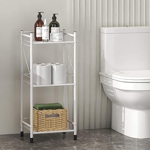 Miniatura 2 de TZAMLI Estantería de 3 niveles, estantes de almacenamiento independientes para baño, estante de almacenamiento de metal resistente para espacios
