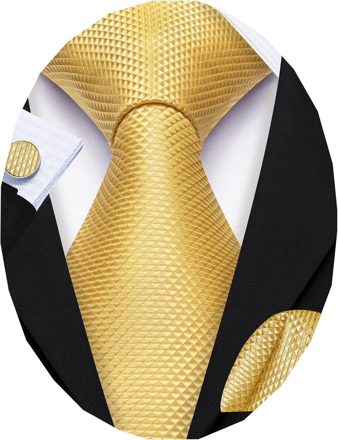 Corbata y set de pañuelo y gemelos para hombre