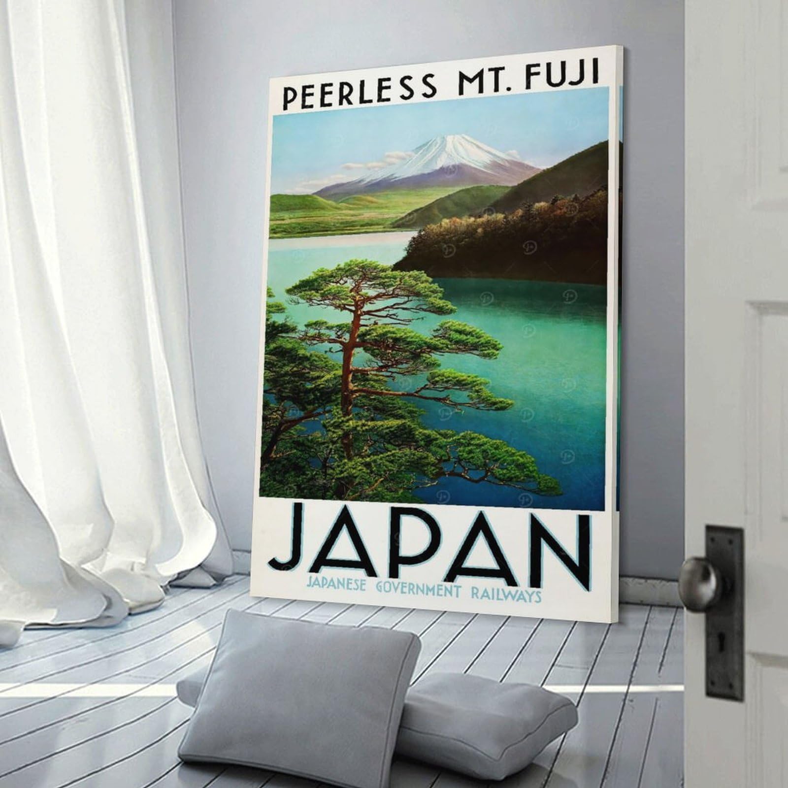 Junmoney Mt. Fuji Japan Travel Wall Art Print, 20x30inch(50x75cm), for Office, Study Or Home Workspace, Decorative Artwork for Productive Spaces