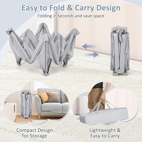 Miniatura 7 de INFANS Corralito plegable para bebés con alfombra, patio grande de 50 x 50 pulgadas para bebés con 50 bolas oceánicas, 4 manipuladores, bolsa de