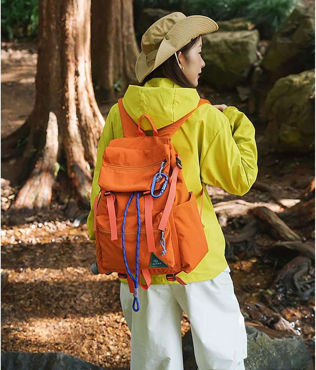 NCDUANSAN Dopamine colored outdoor hiking retro backpack, casual commuting fashionable sports cycling lightweight design cute (orange) - Image 6
