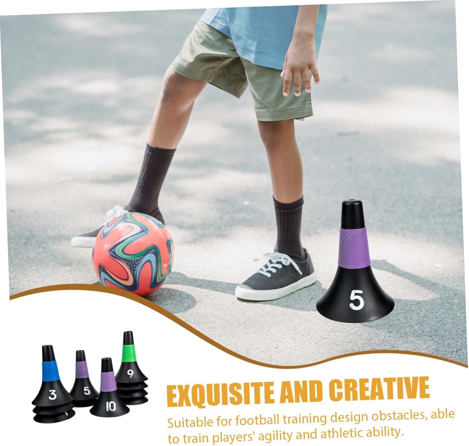 UPKOCH 10Pcs Horn Shaped Obstacle Training Cones Lightweight Football Basketball Marker Barrels Durable Agility Cones for Sports Drills Sturdy Odorless Design Easy Stackable