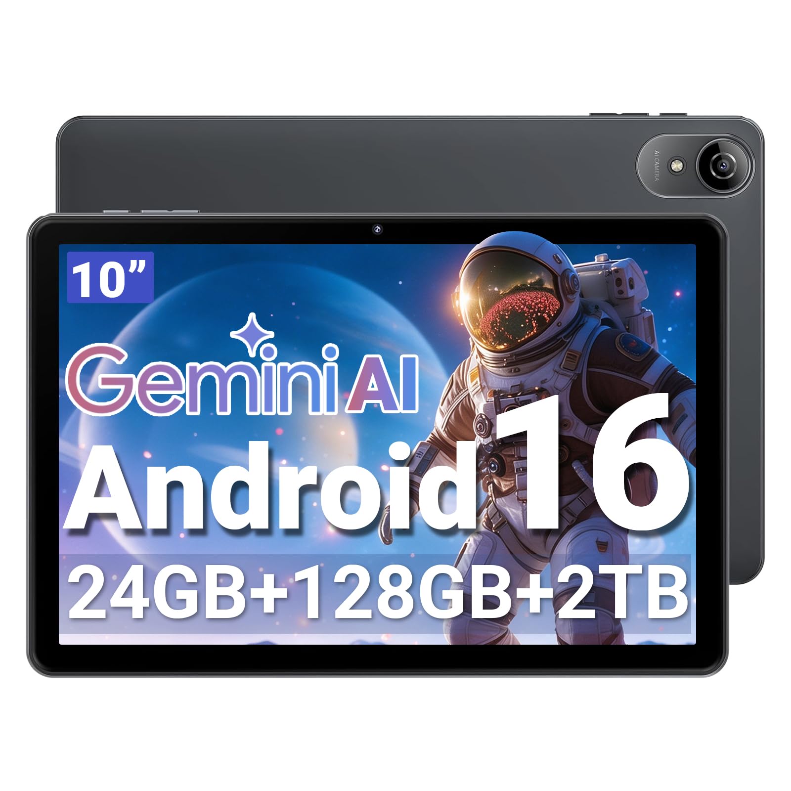 10 Inch Tablet, 2026 Android 16 Tablet with Case | 24GB+128GB, 2TB Expand, Widevine L1 Co…