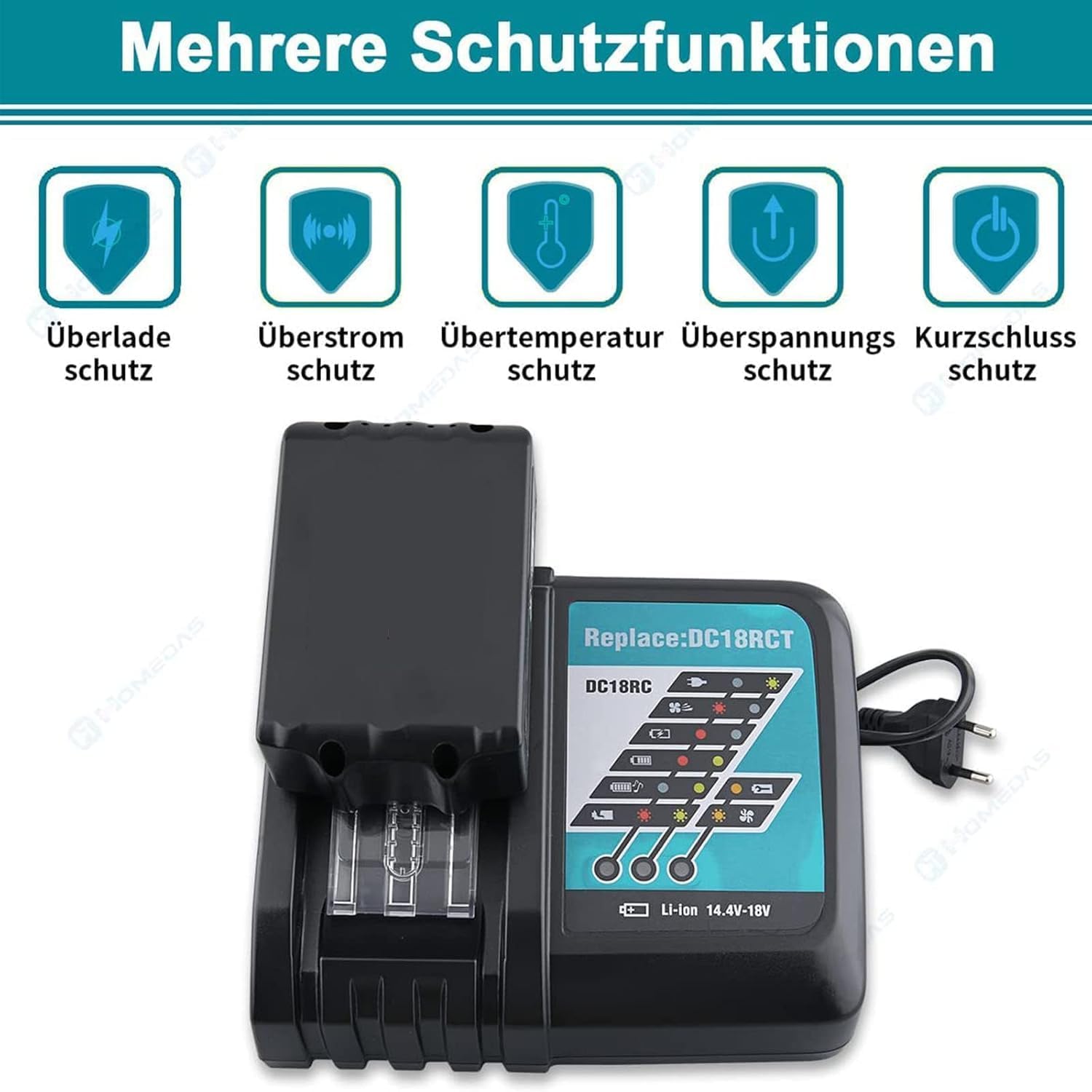 2 Stück 18V 5,5Ah Akku + DC18RC Ladegerät Kompatibel mit Makita Akku 18V | Ersatzakku für Makita BL1860B BL1860 BL1850B BL1850 BL1840 BL1830 DC18RA DC18SD LXT-400 Elektrowerkzeuge und Ladegerät