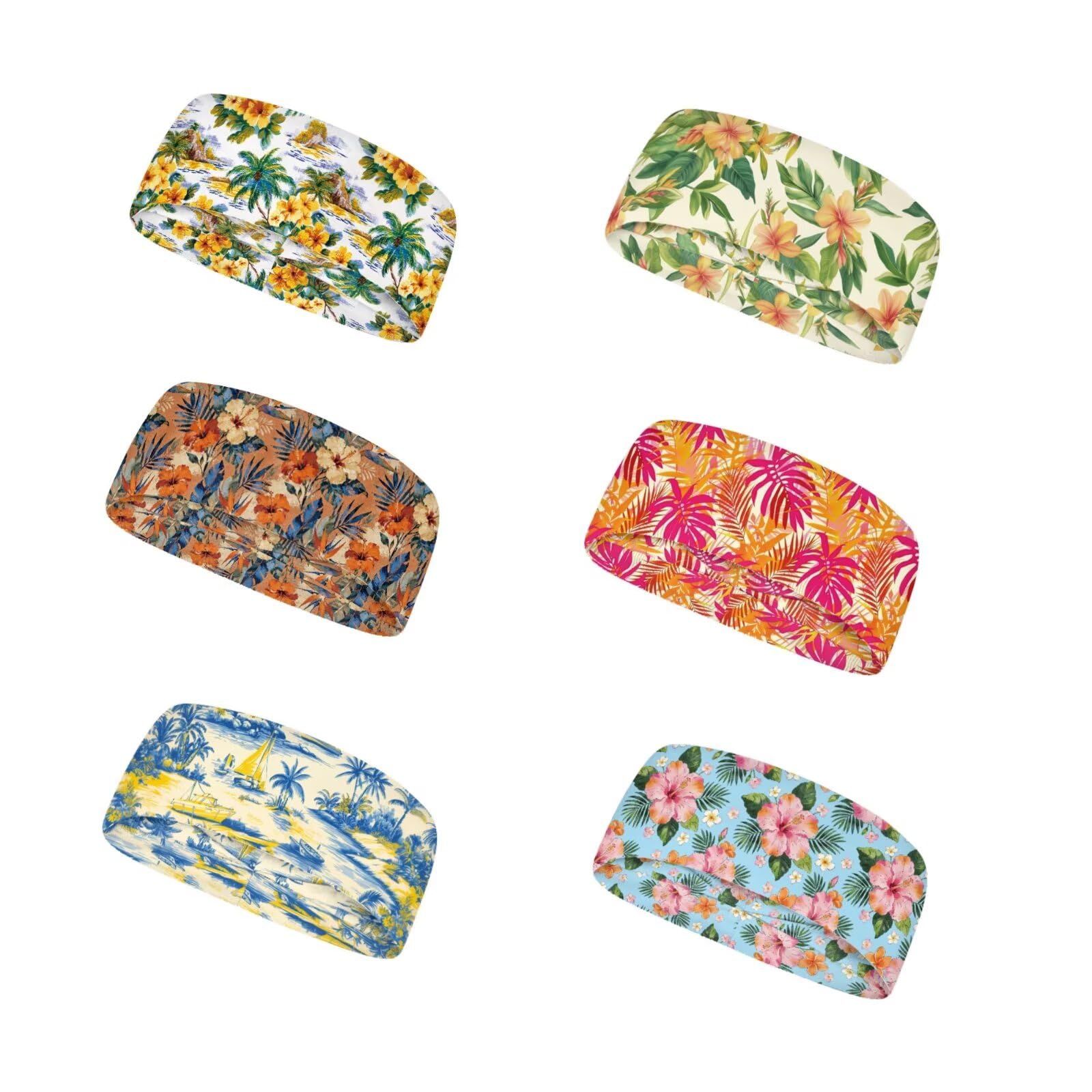 Forchrinse Sunflower with Text Print 6Pieces Sport Sweatband Headband for Soft Elasitc Headband Hair Bands Unisex Outdoor Sport Headbands