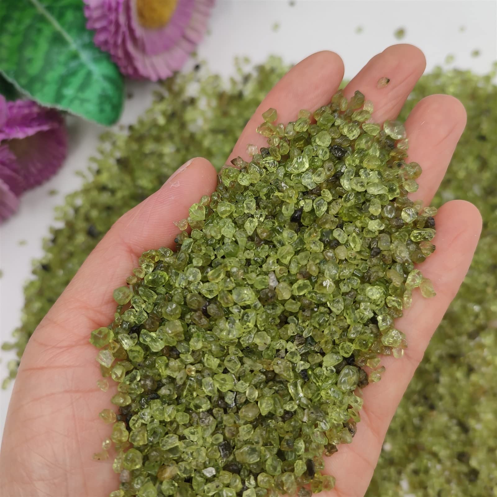 Lote de 100 g/Paquete de peridoto Natural, olivino, Cristal de Cuarzo, Piedra caída, Grava, decoración de la habitación del hogar, Acuario DIY Inicio Colecciones