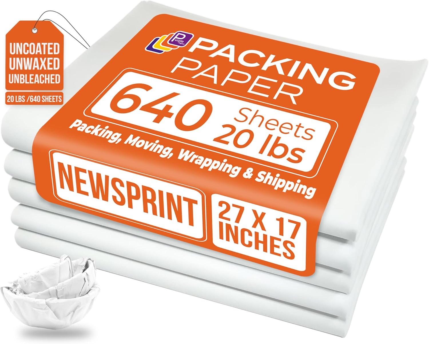 White Bulk Packing Paper Sheets for Moving | 640 sheets | 27″ x 17″ | 20 lb | Twin Pack | | Newsprint Wrapping Paper Sheets – Must Have in Your Moving Supplies, Packing Materials, Moving Paper Wrap White Bulk Packing Paper Sheets for Moving | 640 sheets | 27″ x 17″ | 20 lb | Twin Pack | | Newsprint Wrapping Paper Sheets – Must Have in Your Moving Supplies, Packing Materials, Moving Paper Wrap