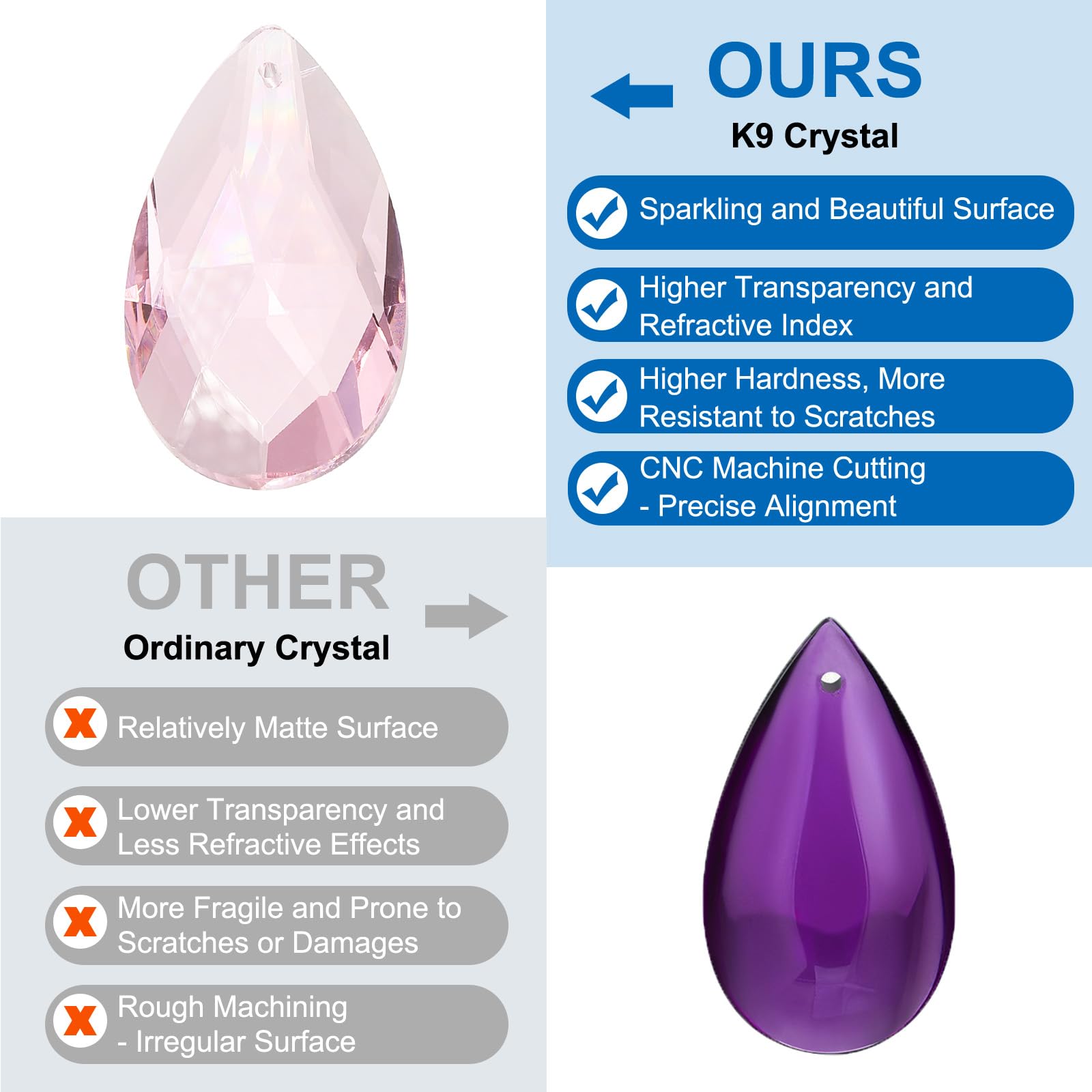 PATIKIL K9 Crystal Pendants Teardrop Beads - Image 3
